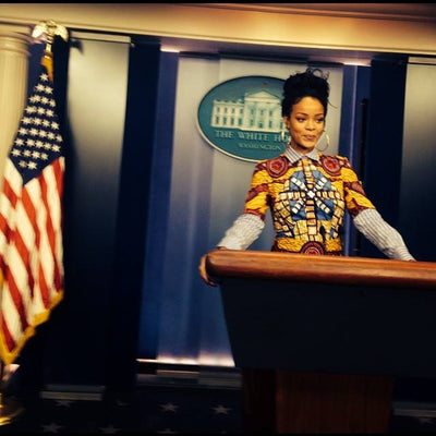 RIHANNA in STELLA JEAN for her day at the White House !